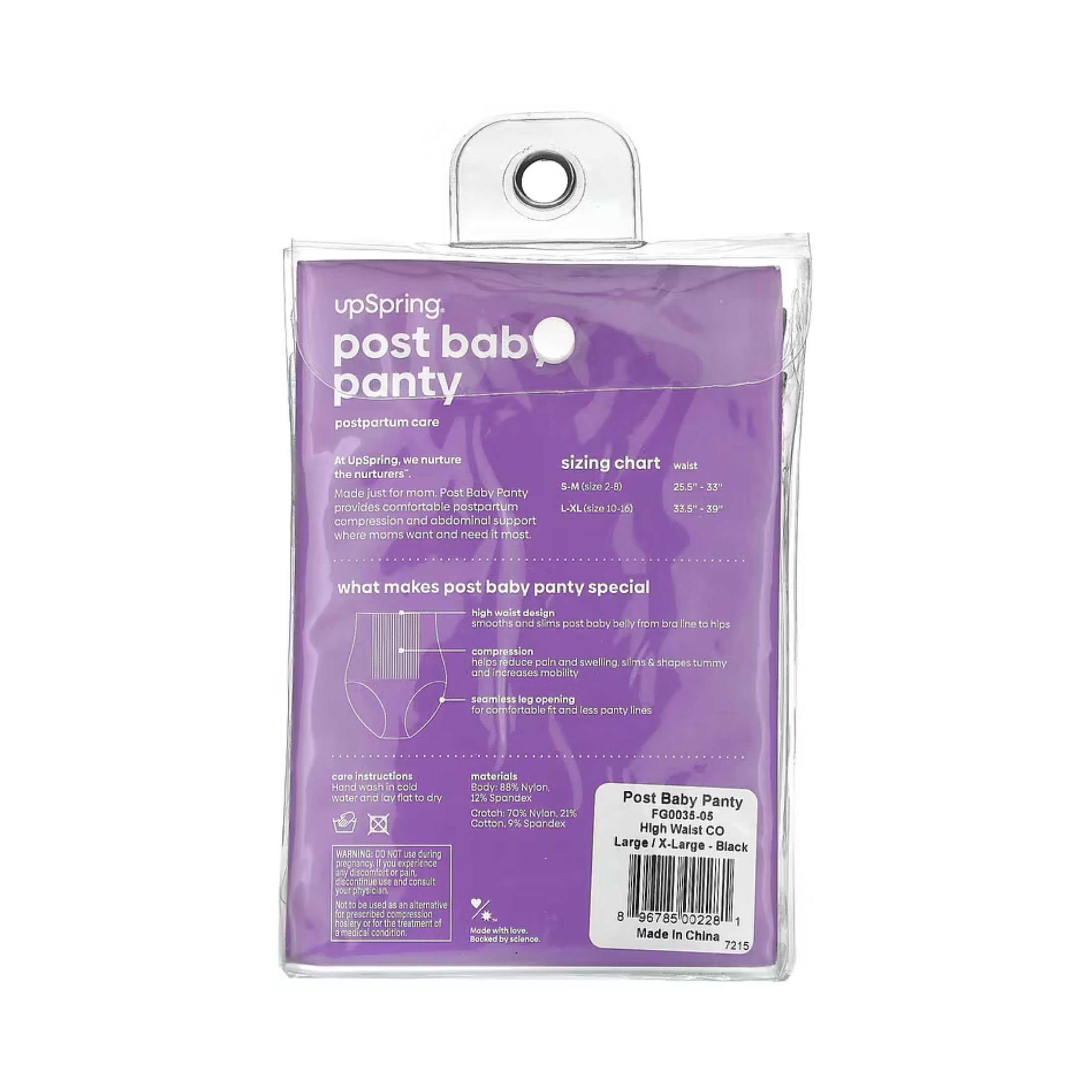 UpSpring Post Baby Panty Postpartum Recovery Underwear - Black