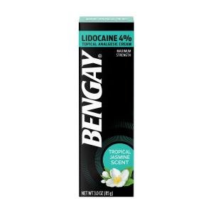 Bengay Topical Analgesic Cream, Lidocaine 4%, Maximum Strength, Tropical Jasmine Scent, 3 Oz