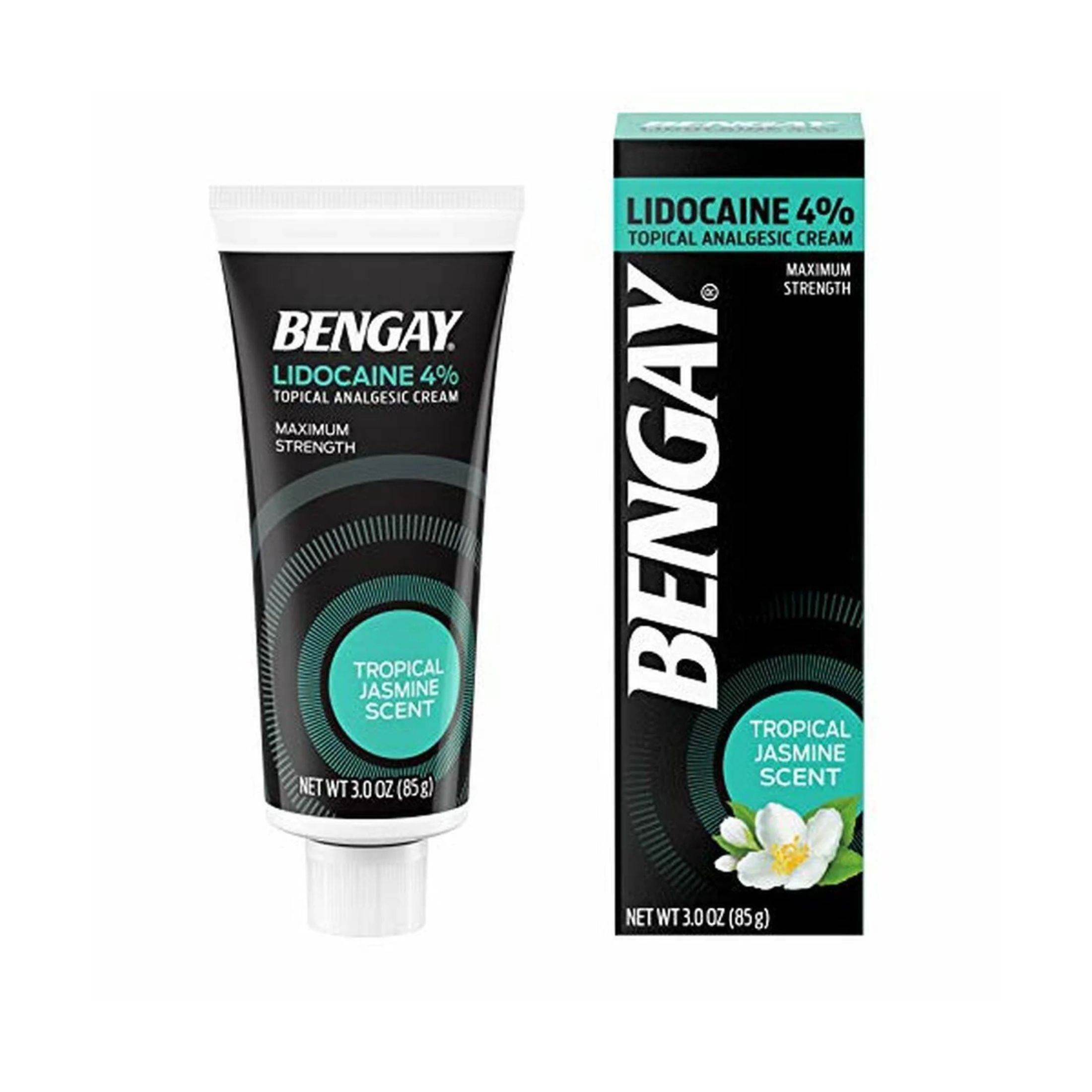 Bengay Topical Analgesic Cream, Lidocaine 4%, Maximum Strength, Tropical Jasmine Scent, 3 Oz
