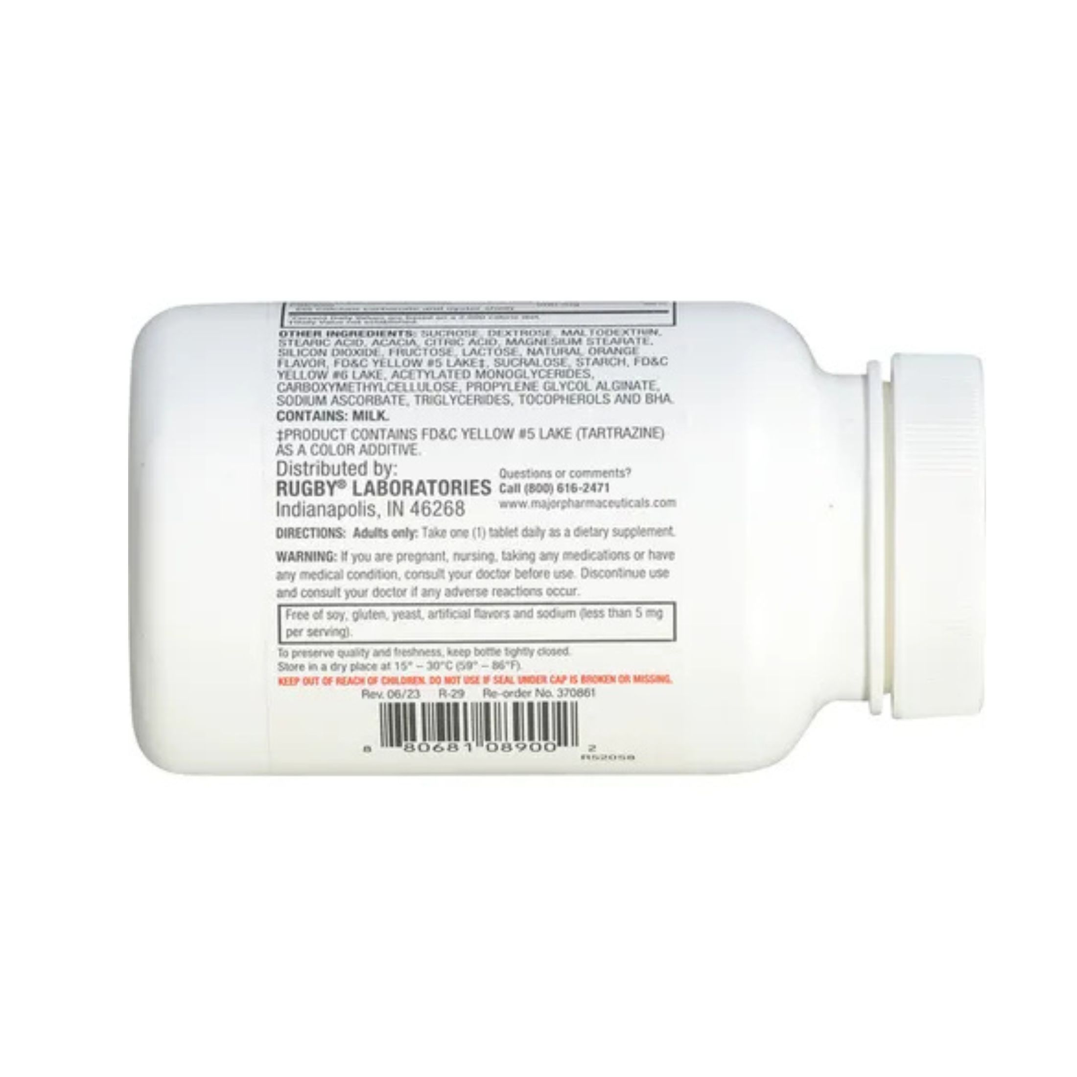 Rugby Calcium Chewable 500 Mg, Orange Flavored 60 Tablets 880681089002VL