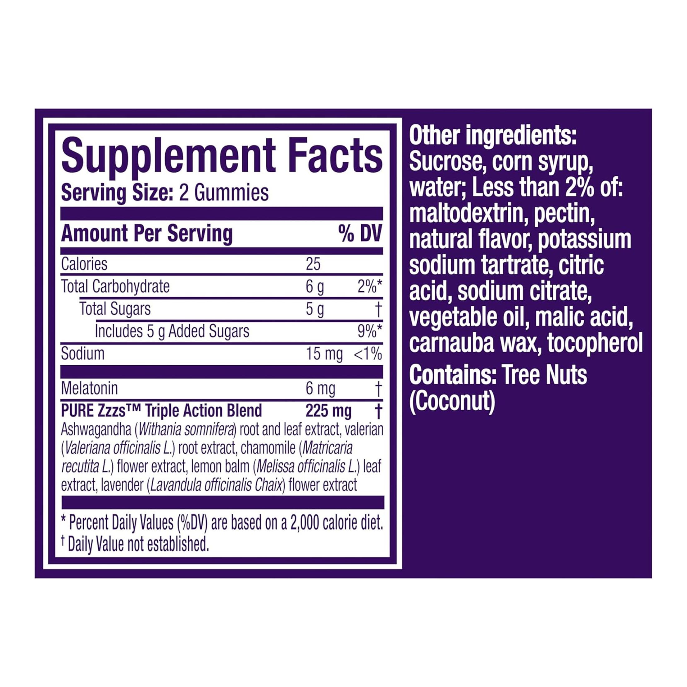 Vicks ZzzQuil PURE Zzzs Triple Action Gummy Melatonin Sleep-Aid With Ashwagandha, 6mg Per Serving By ZzzQuil, 42 Gummies