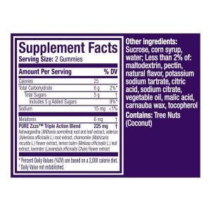 Vicks ZzzQuil PURE Zzzs Triple Action Gummy Melatonin Sleep-Aid With Ashwagandha, 6mg Per Serving By ZzzQuil, 42 Gummies