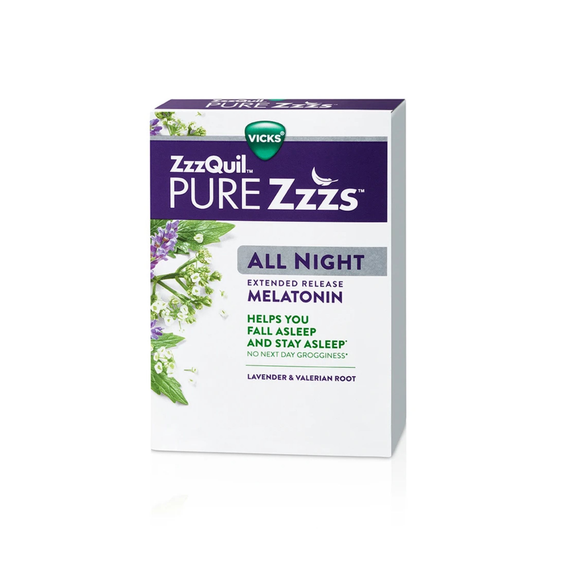 Vicks ZzzQuil PURE Zzzs All Night Extended Release Melatonin Sleep Aid Tablets