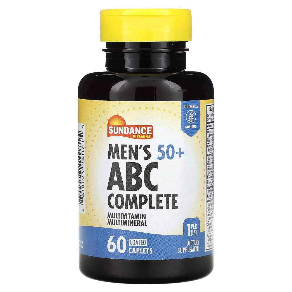Sundance Vitamins Men's 50+, ABC Complete Multivitamin Multimineral, 60 Coated Caplets