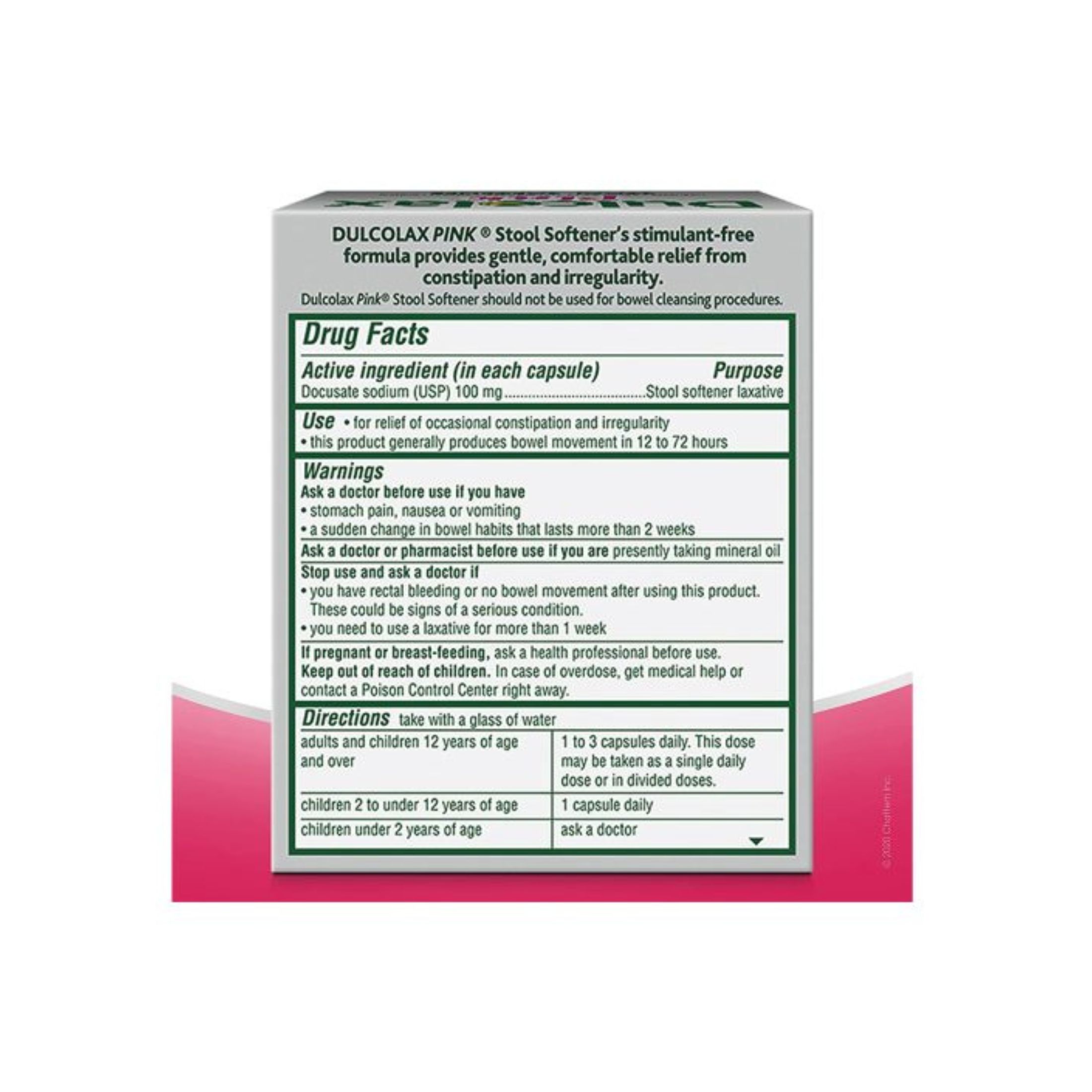 Dulcolax Stool Softener, 100 Mg, Pink, Softgels