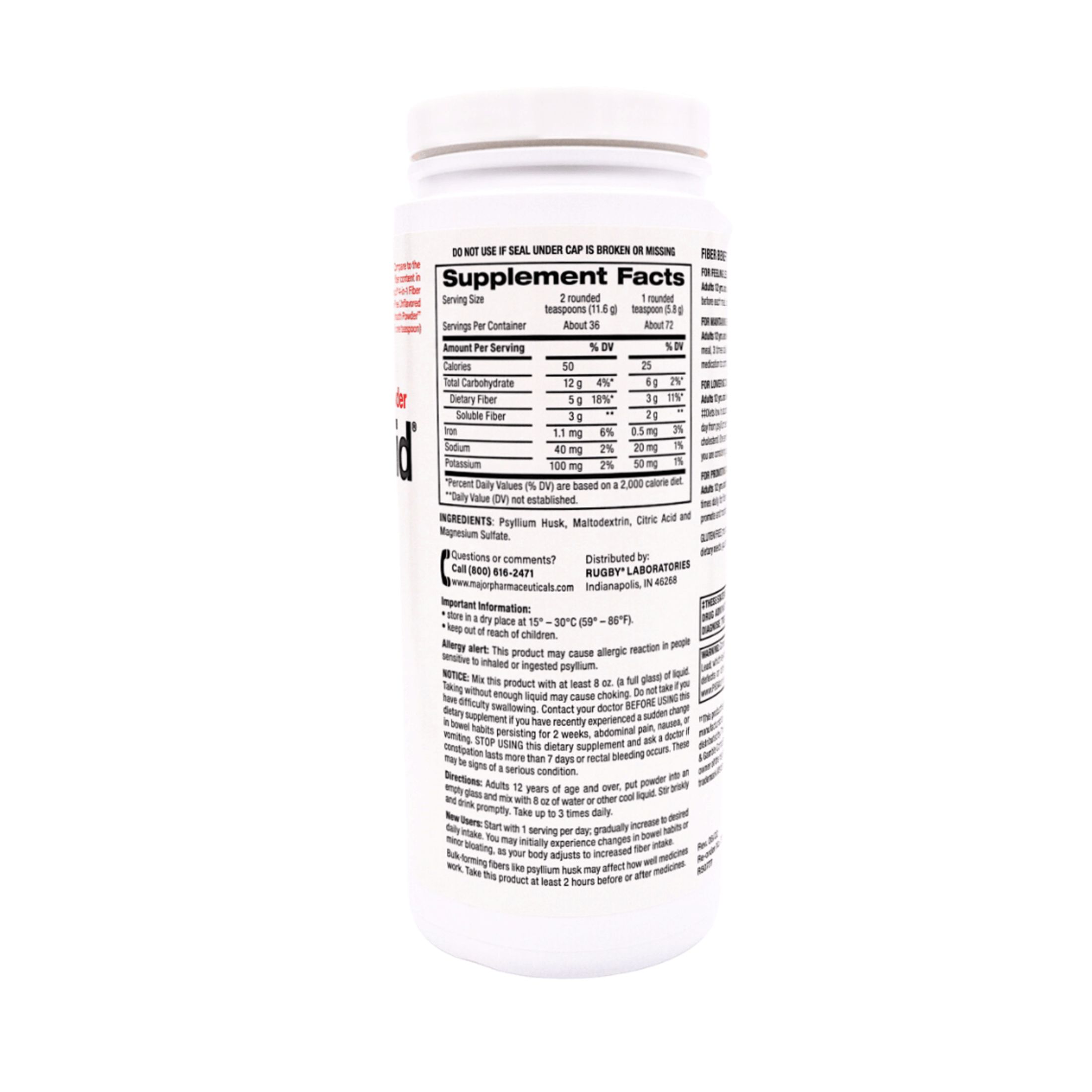 Rugby Reguloid Sugar Free Psyllium Husk Powder - 15 Oz