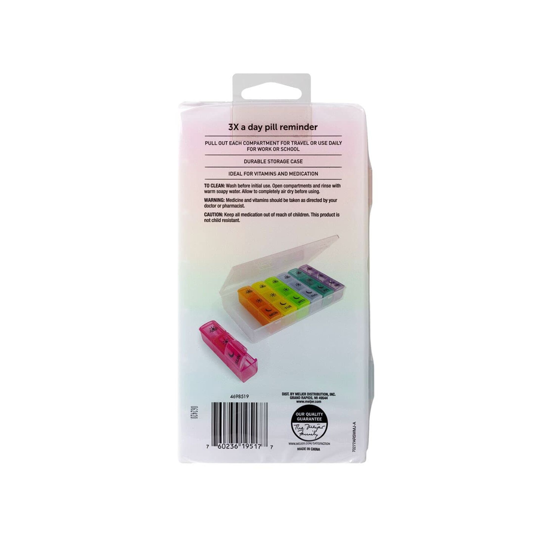 Ezy Dose Weekly 3x Day Pill Planner, Rainbow