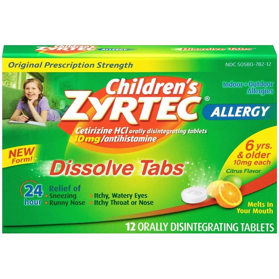 Children's Zyrtec Allergy Relief, Original Prescription Strength, 10 Mg, Dissolve Tabs, Citrus Flavor, 24 Hour