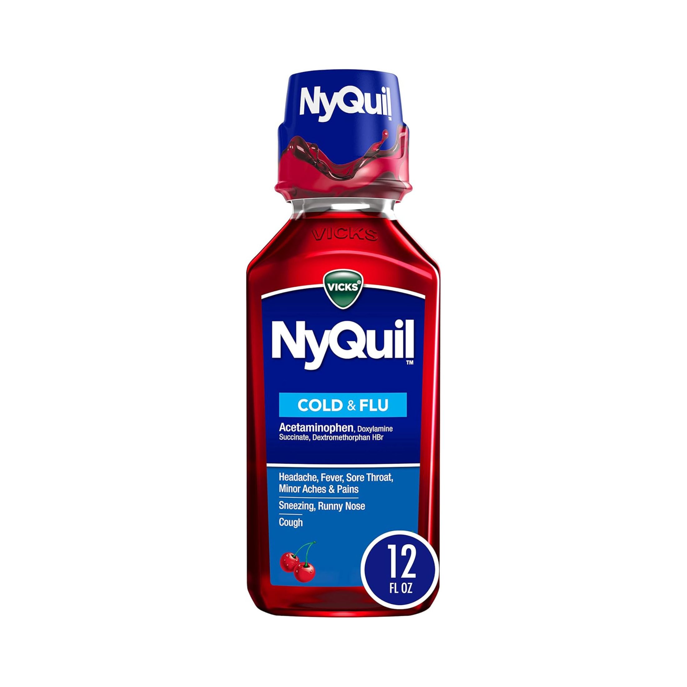 Vicks NyQuil Cough DM And Congestion Medicine, 12 Fl Oz, Berry Flavor, Relieves Nighttime Cough, Nasal Congestion, Sneezing