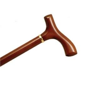 Alex Orthopedic Ladies Wood Cane With Fritz Handle And Collar - Brown Stain