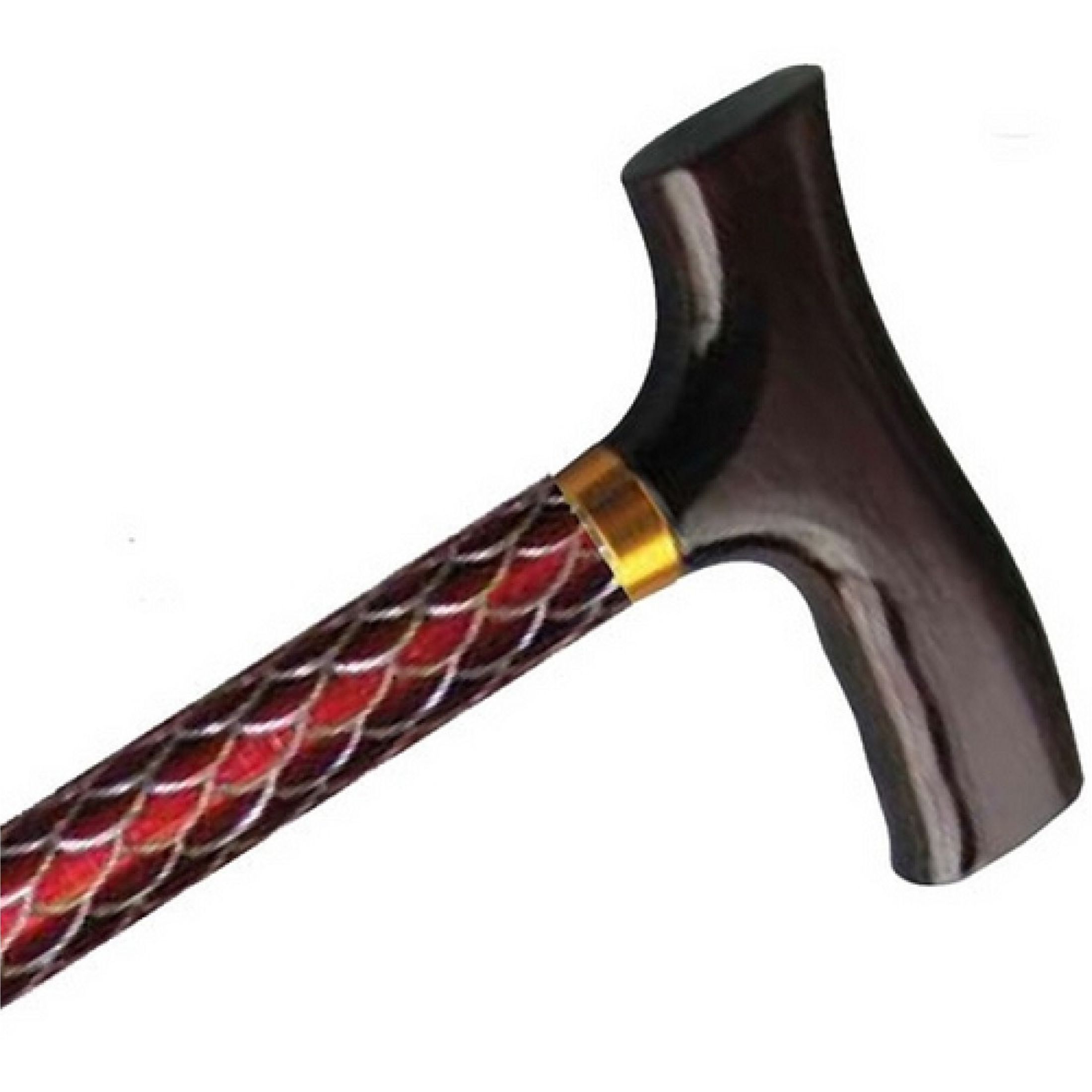 Alex Orthopedic Adjustable Travel Folding Cane With Fritz Handle - Red