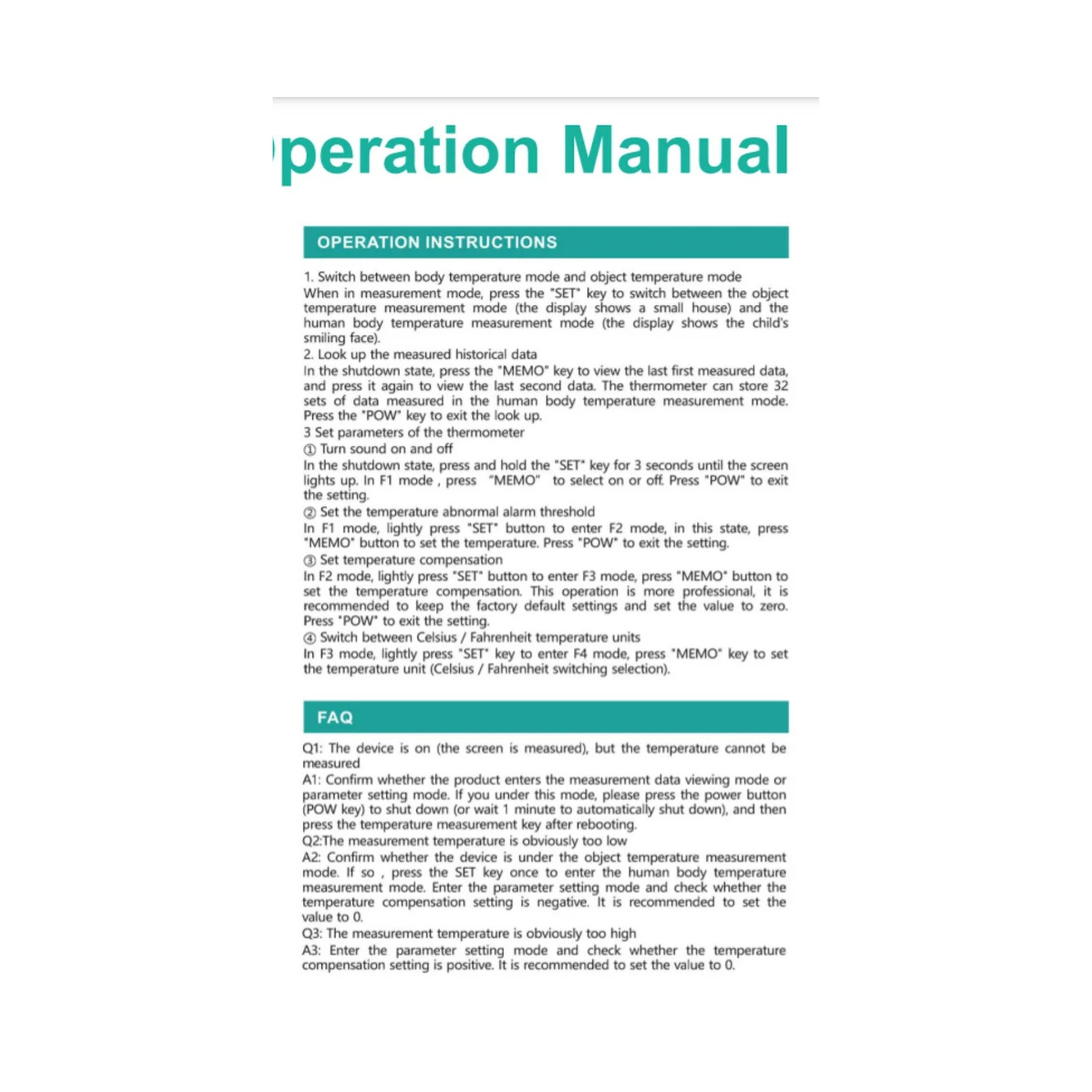 Cha Care4U Infrared Thermometer Thermal No-contact Forehead Thermometer 1sec. Measuring Time