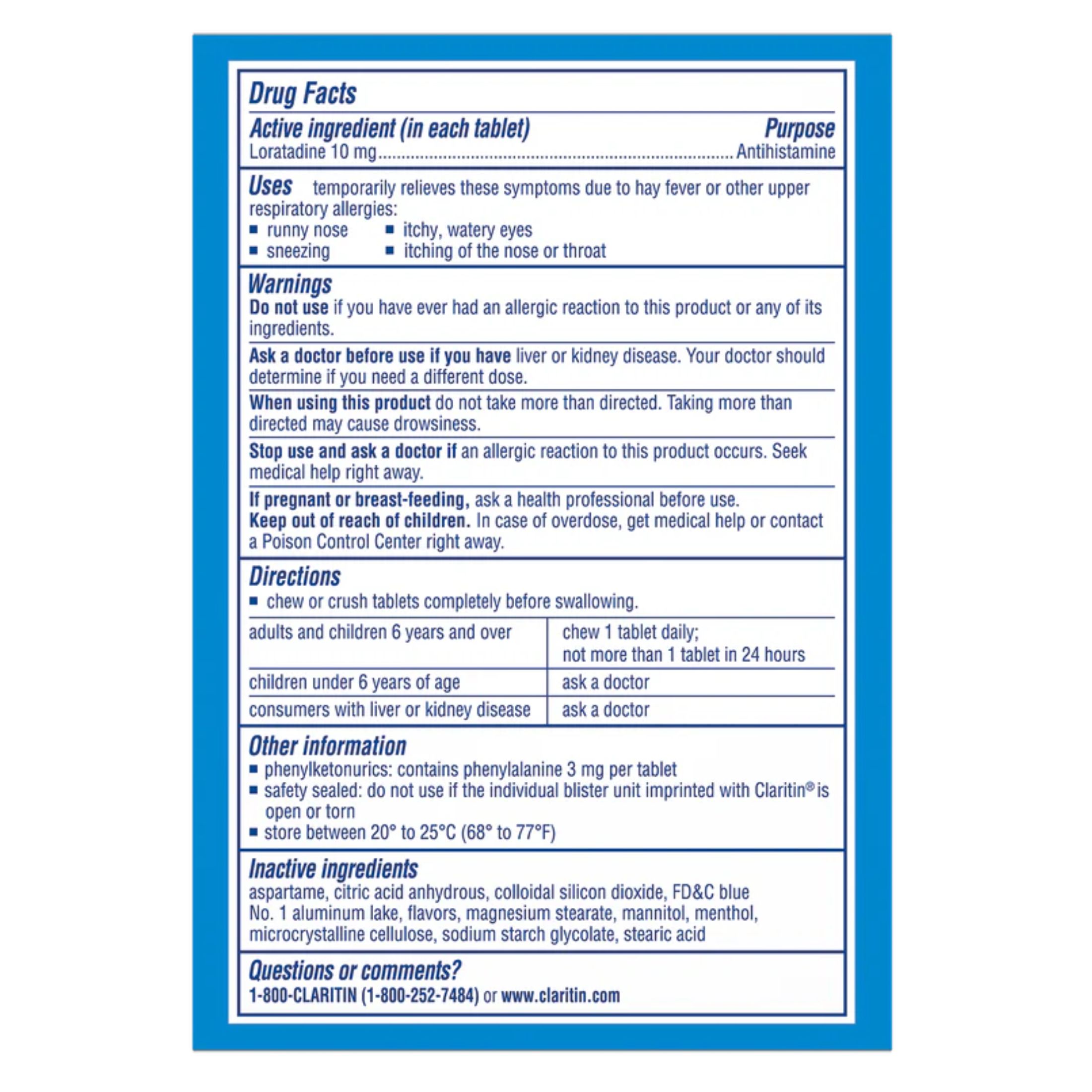 Claritin Cool Mint 24 Hour Non-Drowsy Allergy Chewables