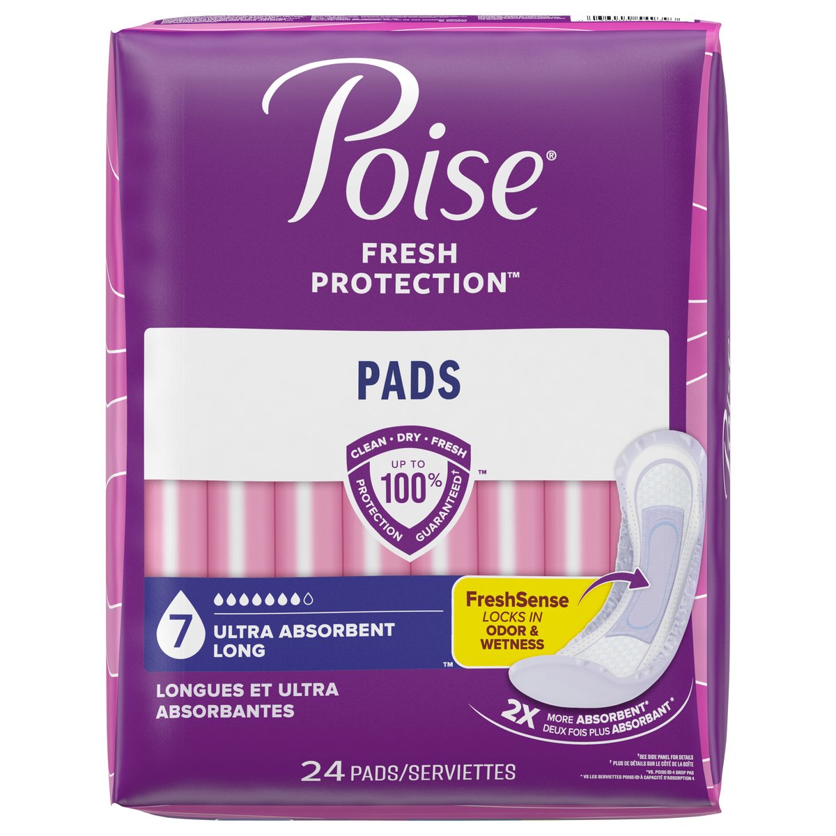 Poise Long Incontinence & Postpartum Pads - 7 Drop Ultra