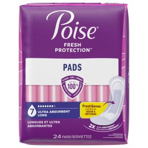 Poise Long Incontinence & Postpartum Pads - 7 Drop Ultra