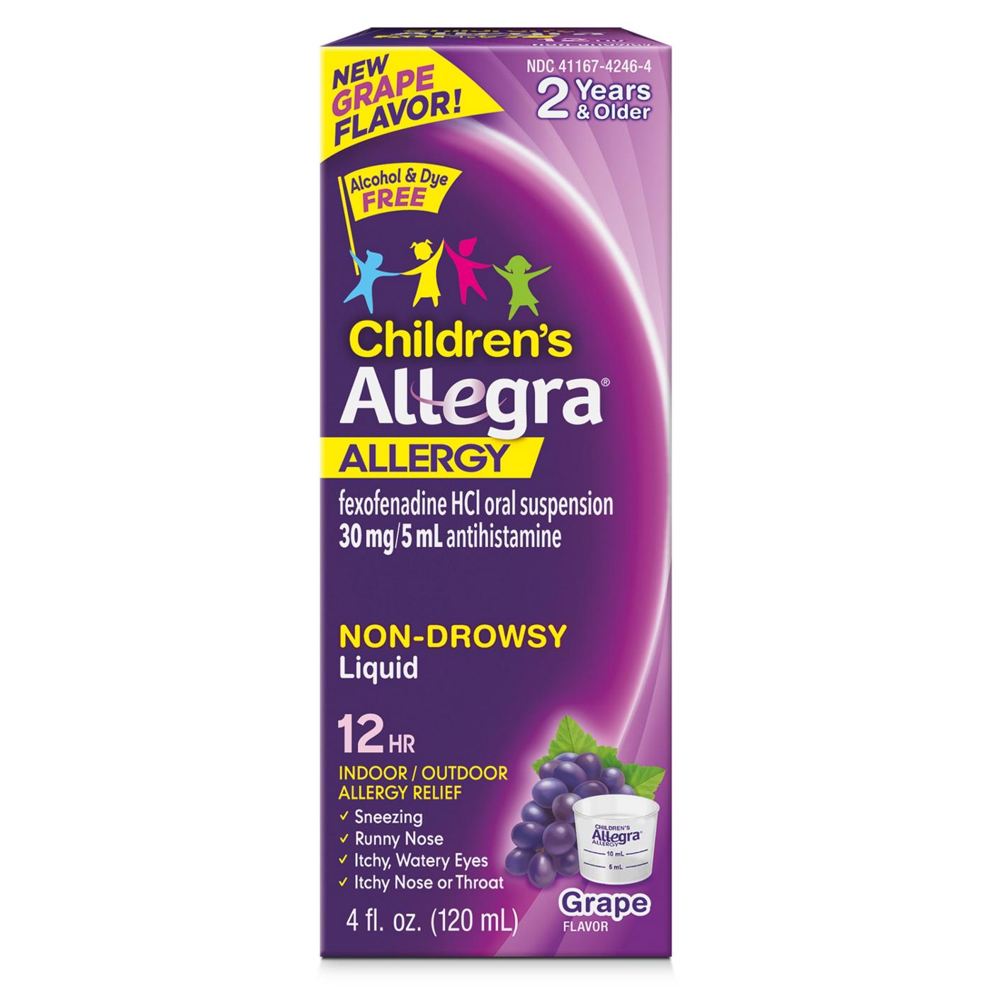 Allegra Allergy, Children's, Non Drowsy, Liquid, Grape Flavor 4 Fl Oz