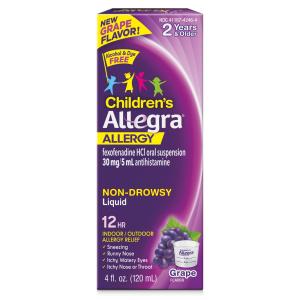 Allegra Allergy, Children's, Non Drowsy, Liquid, Grape Flavor 4 Fl Oz