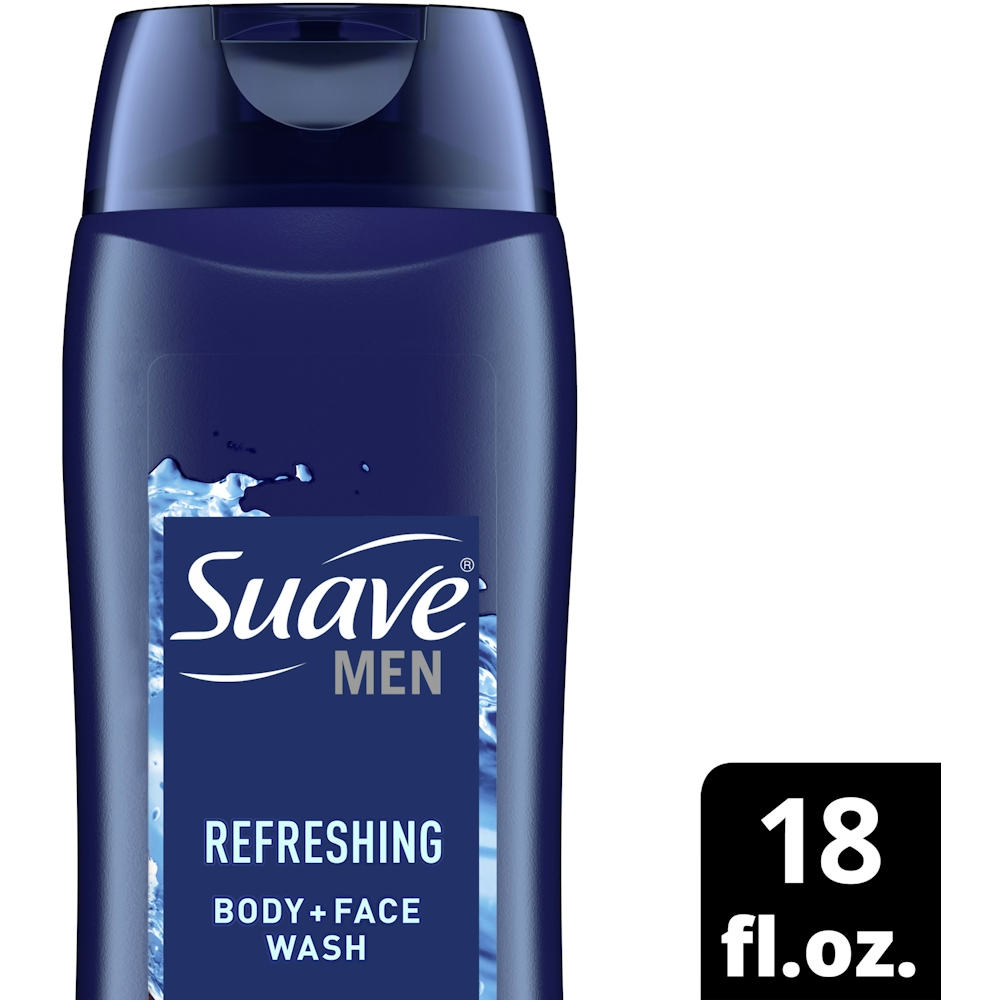 Suave Men Body + Face Wash, Cedarwood + Mandarin, Refreshing 18 Fl Oz
