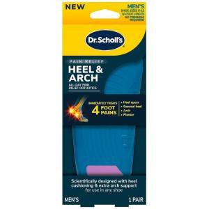 Dr. Scholl's Orthotics, Heel & Arch, Pain Relief, Men's, Shoe Sizes 8 12
