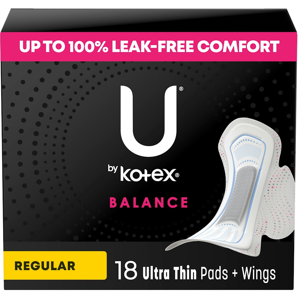 U by Kotex Balance Ultra Thin Pads With Wings, Regular Absorbency