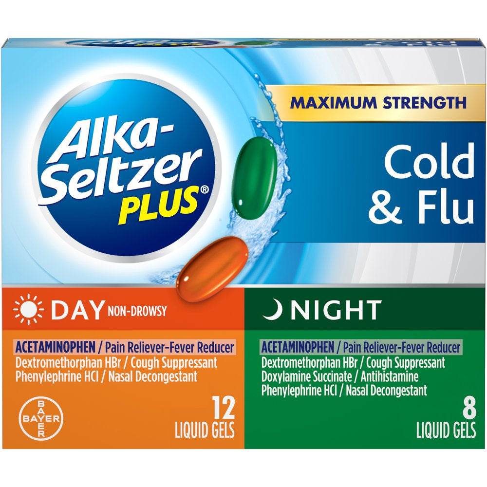 Alka-Seltzer Plus Maximum Strength Day & Night Cold & Flu Liquid Gels 20 Ct Box
