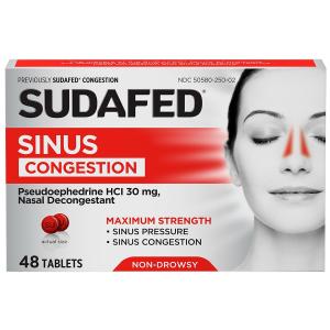 Sudafed Sinus Congestion Maximum Strength Nasal Decongestant Tablets