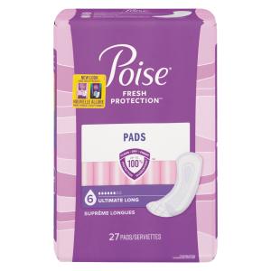 Poise Postpartum Incontinence Pads For Women, Ultimate Absorbency, Long Length