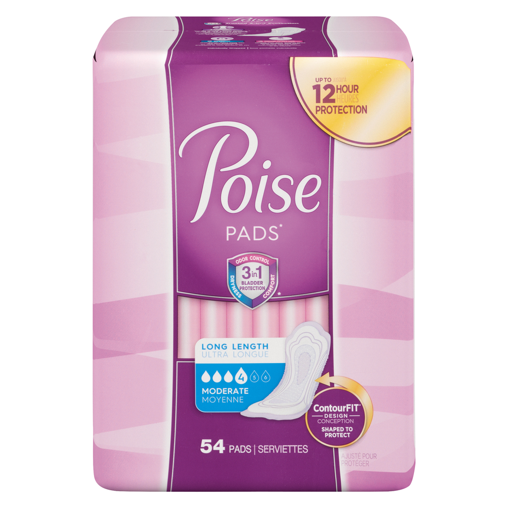 Poise Moderate Absorbency Long Length Postpartum Incontinence Pads