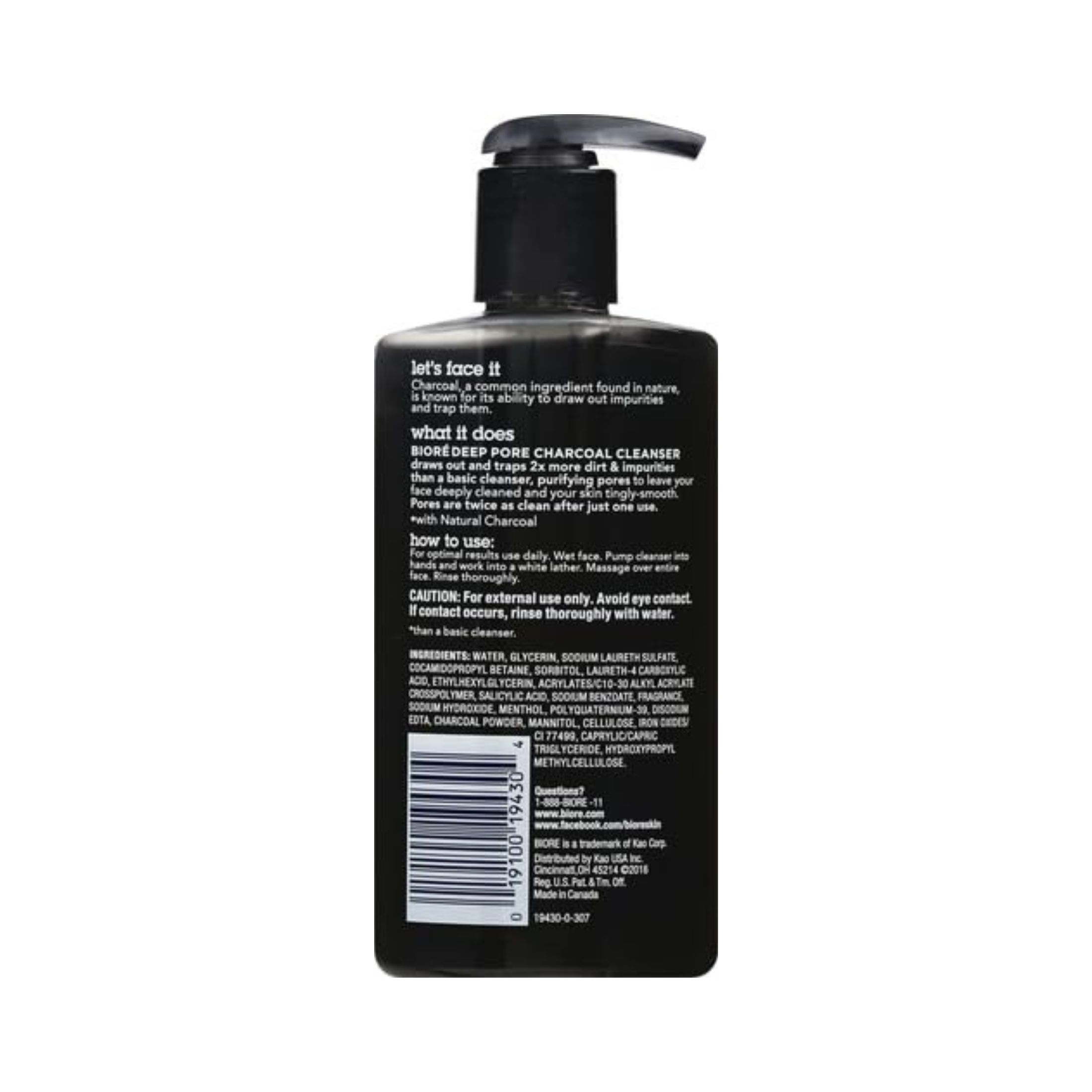 Biore Deep Pore Charcoal Cleanser For Oily Skin, 6.77 Fl Oz