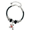 Delight Jewelry Silvertone Reindeer With Red Crystal Grandmother Celtic Knot Leather Bead Bracelet 7 +2 Extender