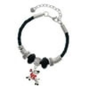 Delight Jewelry Silvertone Reindeer With Red Crystal Grandmother Celtic Knot Leather Bead Bracelet 7 +2 Extender