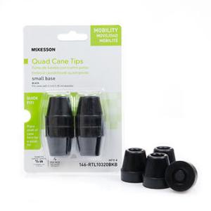 McKesson Quad Cane Tips, Small Base 1/2" - Set Of 4