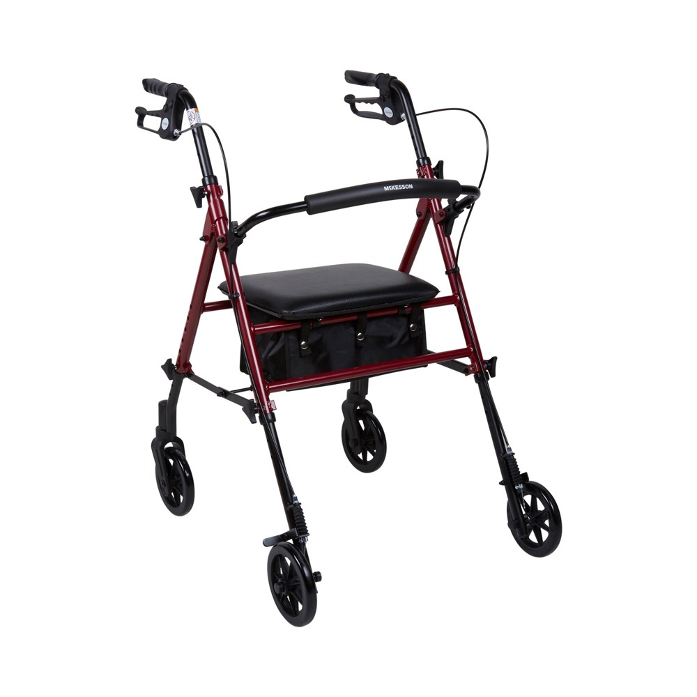 McKesson 4 Wheel Rollator 13 Inch Seat Width 300 Lbs. Weight Capacity, Red