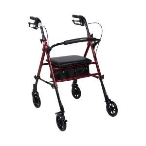 McKesson 4 Wheel Rollator 13 Inch Seat Width 300 Lbs. Weight Capacity, Red