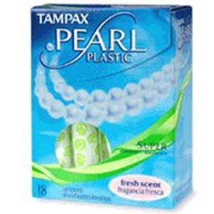 Tampax Pearl Plastic Super Absorbency Tampons, Fresh Scent