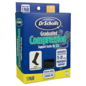 Dr. Scholl's Men's Compr Sock Knee High XL Black Size 12.5-14 - 1 Pr