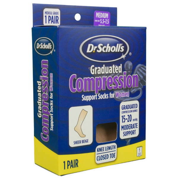 Dr. Scholl's Women's Sheer Graduated Compr Knee High M Beige - 1 Pr