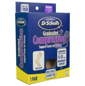 Dr. Scholl's Women's Sheer Graduated Compr Knee High M Beige - 1 Pr