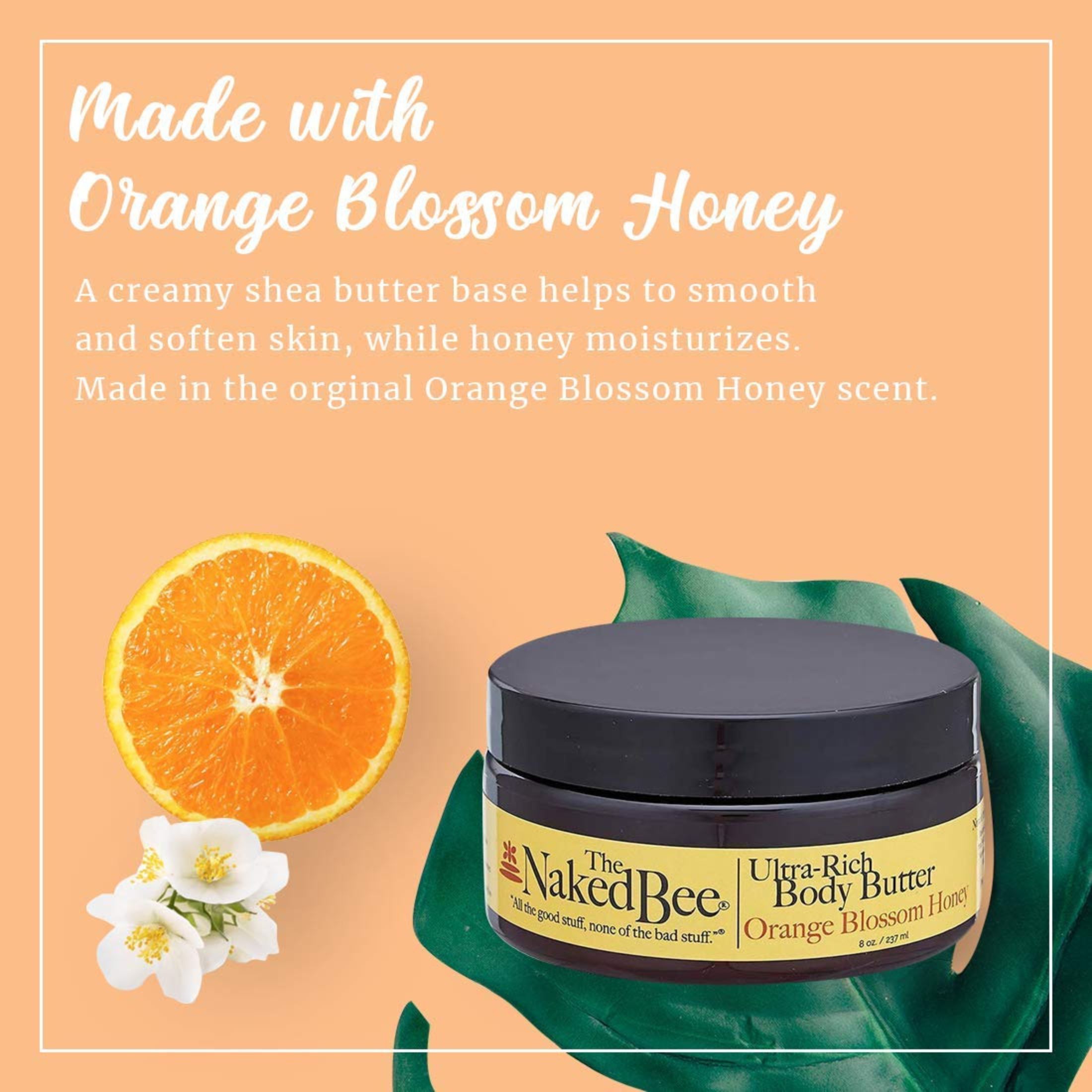 The Naked Bee NBBB-O Orange Blossom Honey Body Butter, 8 Oz