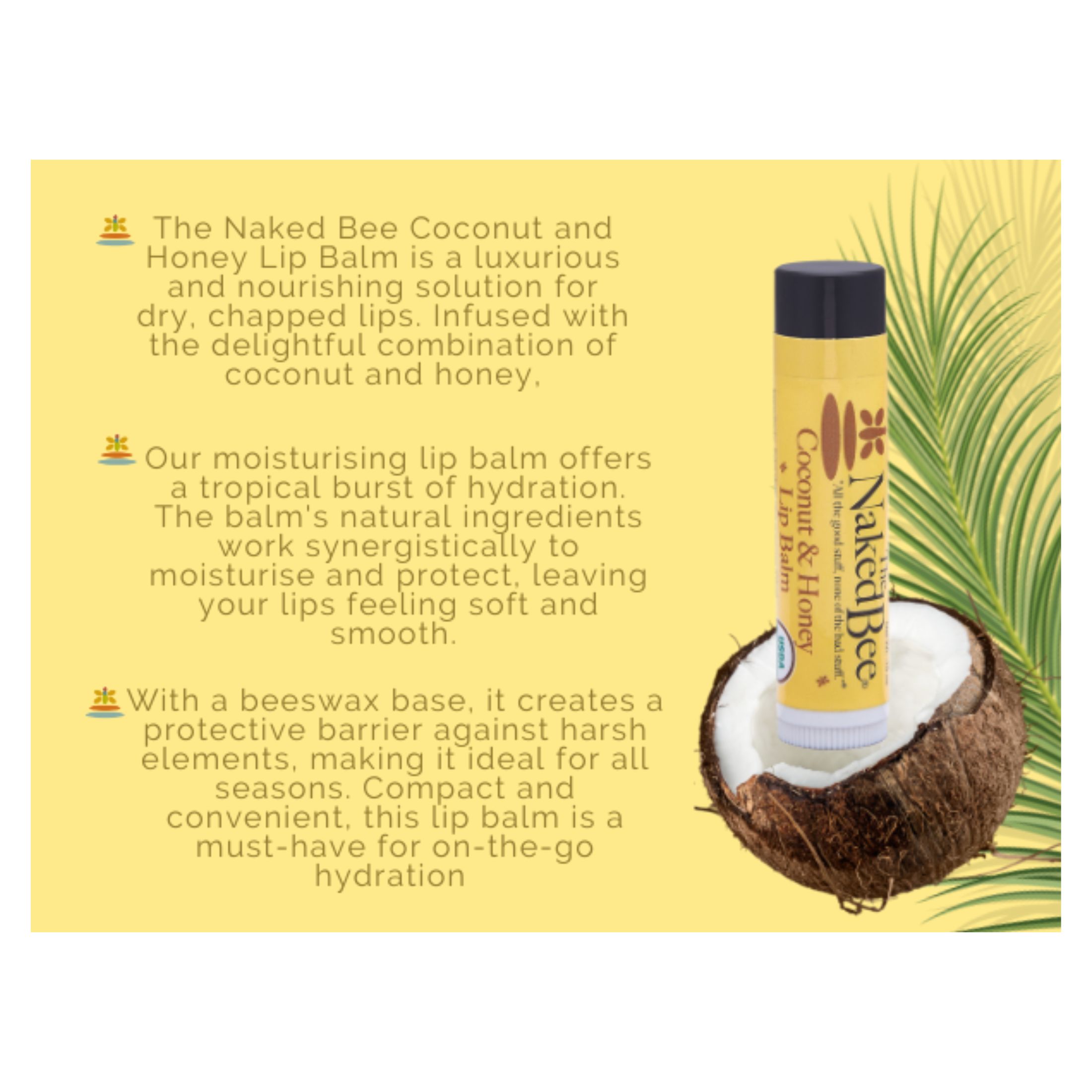 Naked Bee The Coconut & Honey Scent Lip Balm 0.15 Oz
