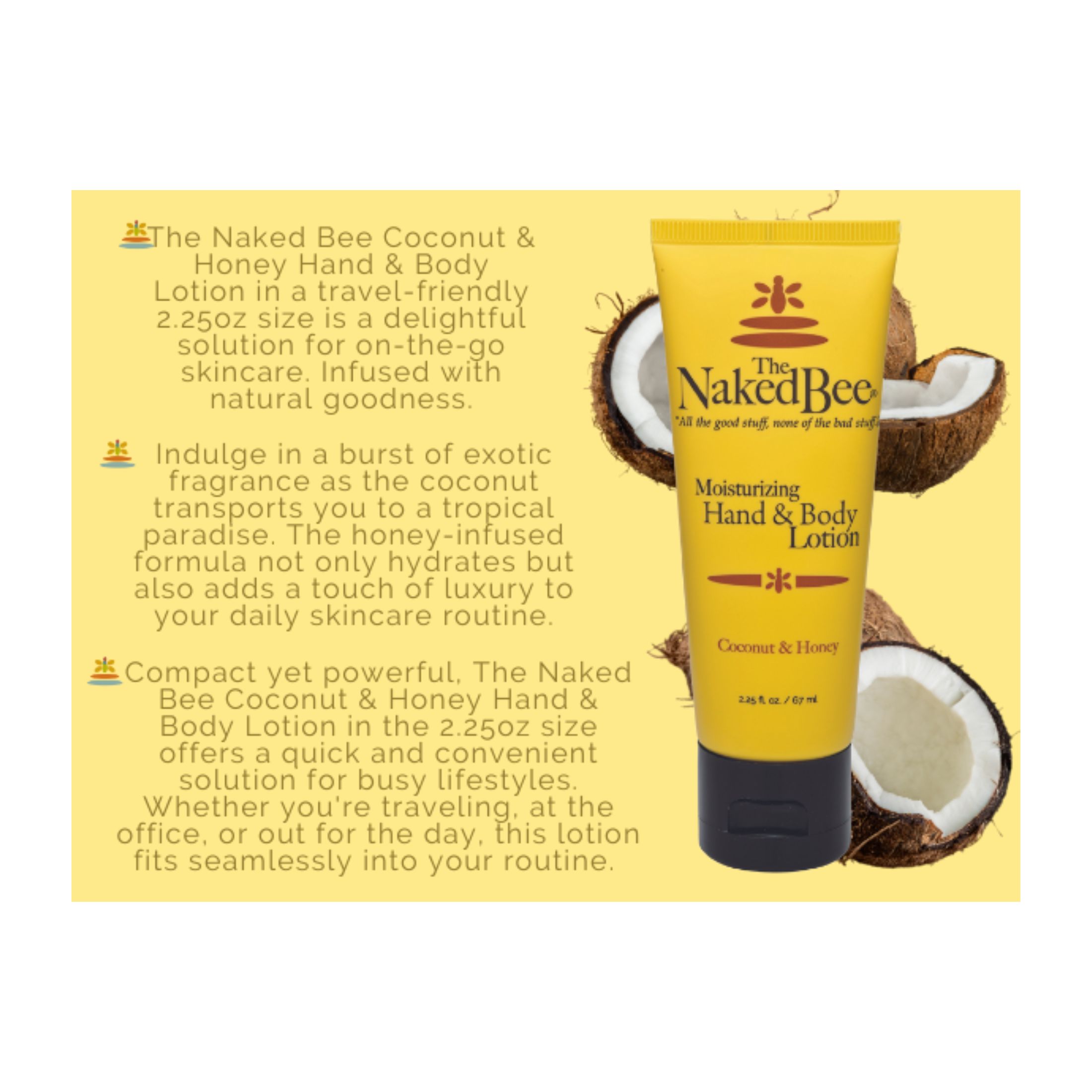 Naked Bee Hand & Body Lotion 2.25oz - Coconut Honey