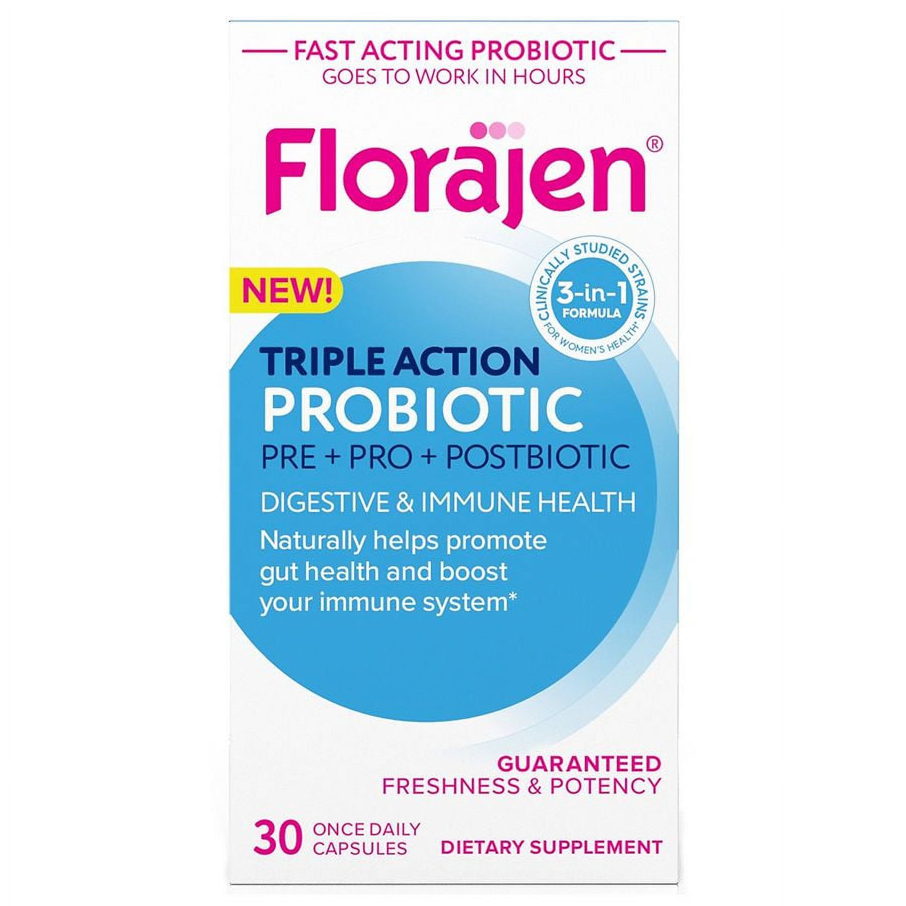 Florajen Triple Action Probiotic Pre + Pro + Postbiotic 30 Caps