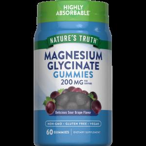 Nature's Truth Magnesium Glycinate, 200 Mg, Gummies, Delicious Sour Grape Flavor