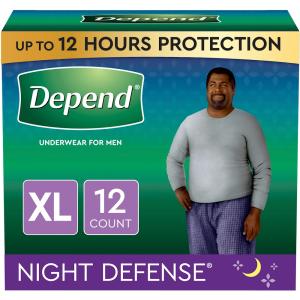 Depend Night Defense Adult Incontinence Underwear For Men, Overnight, Size XL