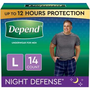 Depend Adult Incontinence Underwear Night Defense For Men, Size L