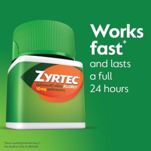 Zyrtec 24 Hour Allergy Relief Tablets, 10 Mg Cetirizine Hcl Antihistamine Medicine