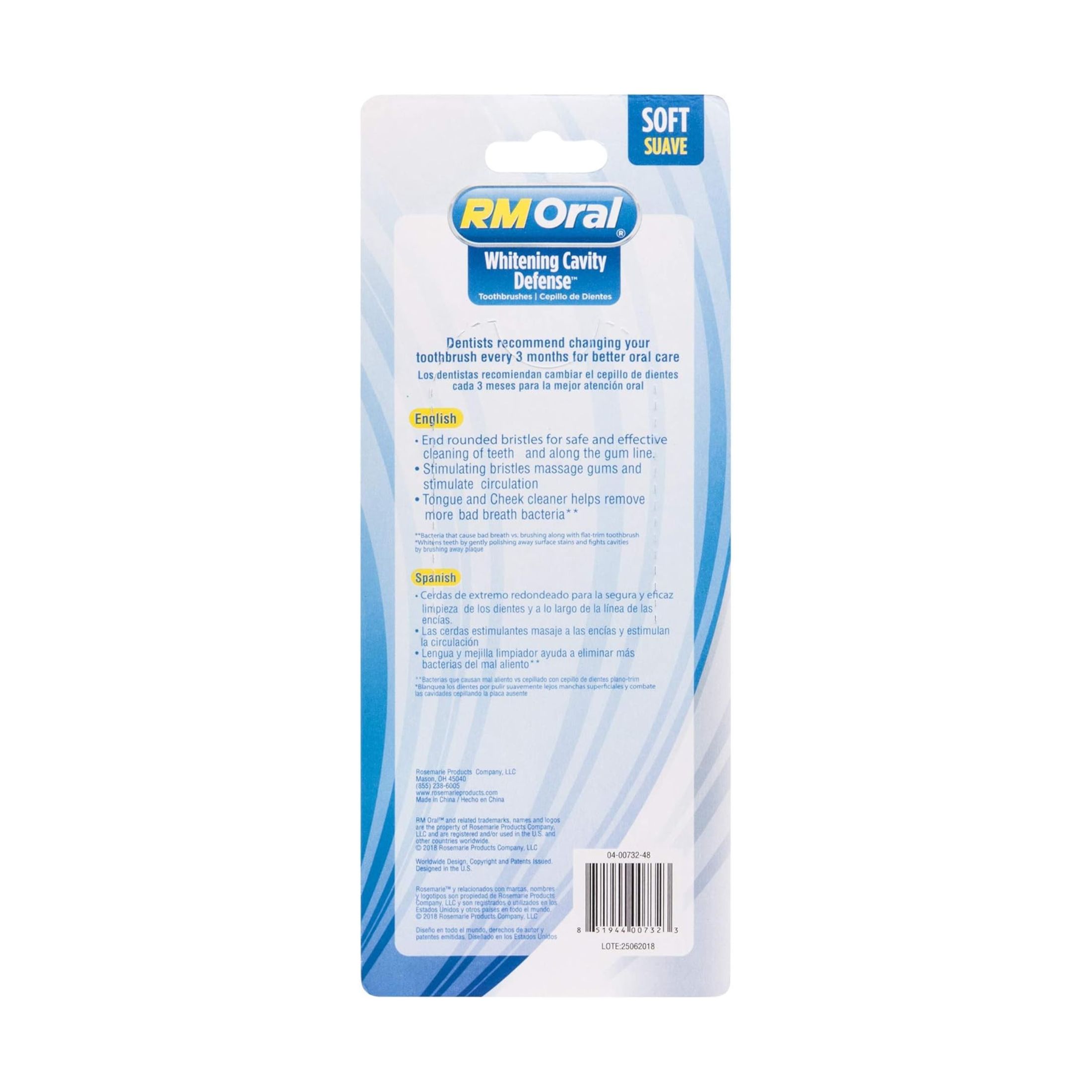 RM Oral Whitening Cavity Defense Toothbrushes Soft