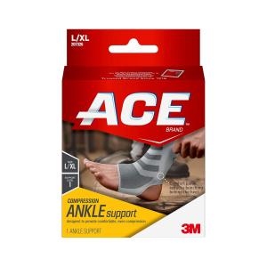 ACE Brand Compression Ankle Support, Large/Extra Large, Gray