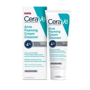 CeraVe Acne Foaming Cream Face Cleanser For Sensitive Skin