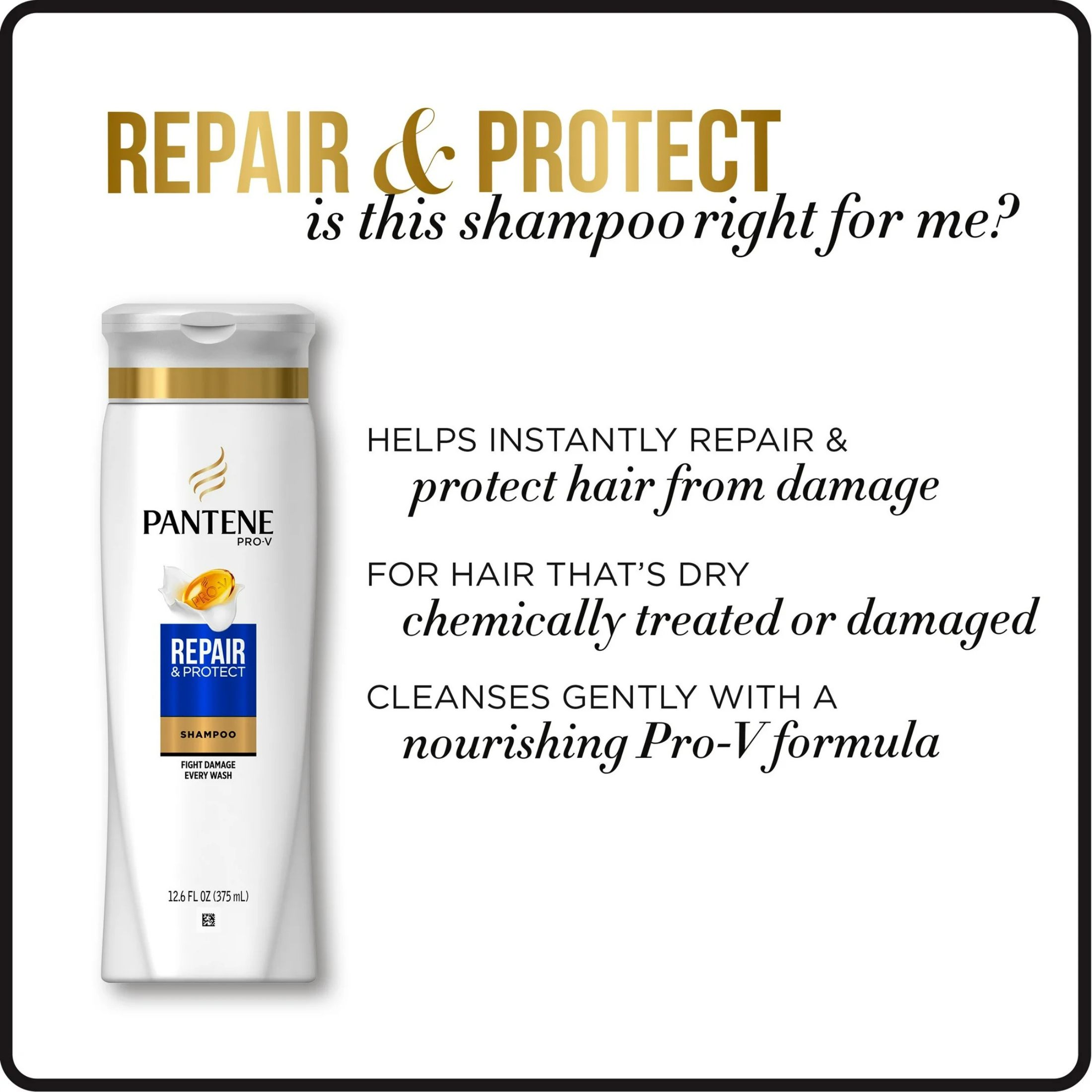 Pantene Pro-V Repair & Protect Shampoo, 12.6 Fl Oz